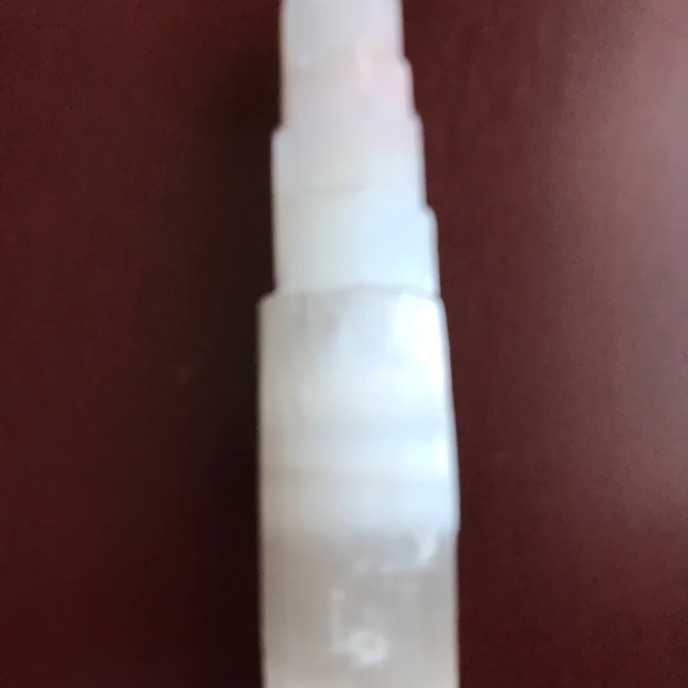 Genuine Selenite tower w/ light stand - 7 inch - Picture 7 of 9